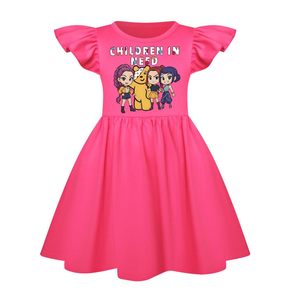 5103 Kids Girls Mira Zoey Rumi Printed Ruffle Short Sleeves Casual Dress
