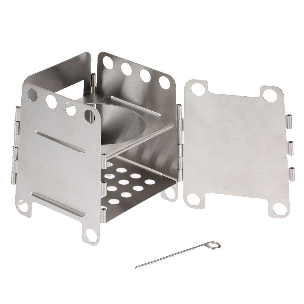 Portable Stainless Steel Lightweight Folding Wood Stove Stove Outdoor Camping Cooking Picnic Backpacking Stove