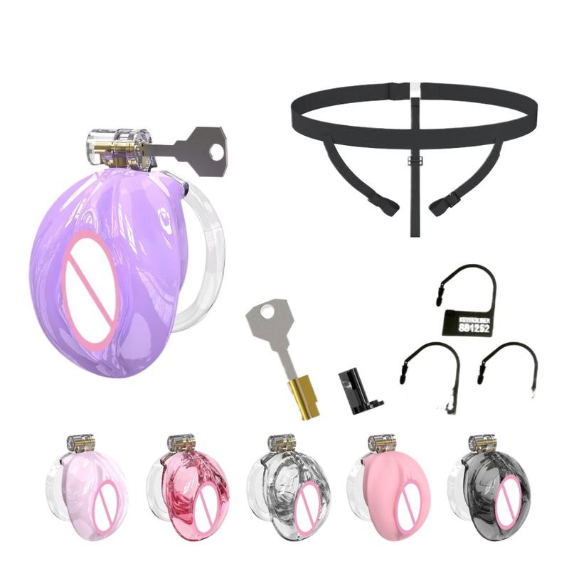 Male Chastity Cage Realistic Vagina Device with Belt 4 Sizes Rings Soft Chastity Lock Cock Cage Sissy Adult Sex Toys for Men Gay