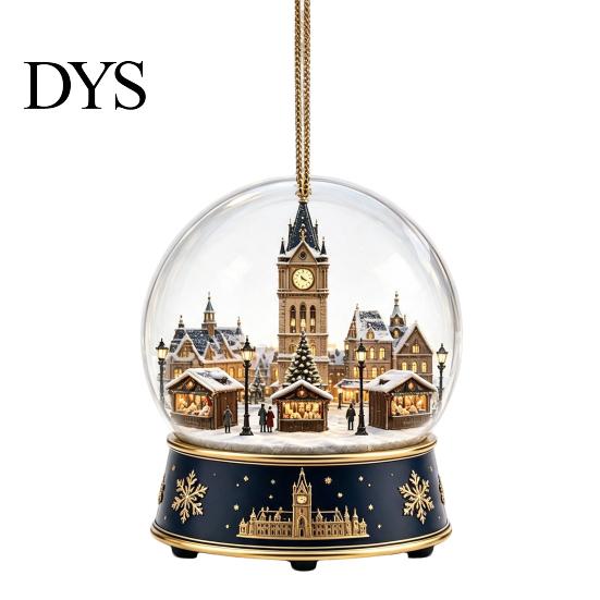 Holiday Party Supplies Christmas Crystal Ball Style Pendant with Hanging Rope, 2D Flat Acrylic Unique Keepsakes Ornament for Tree Decoration