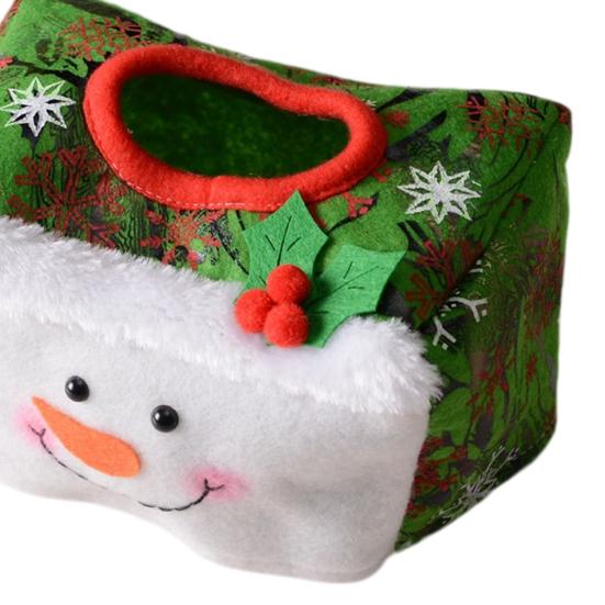 Holiday Office Table Accessory Christmas Tissue Box Cover, Santa Face Napkin Dispenser Sleeve, Non-Woven Fabric Soft Holder for Home Party,