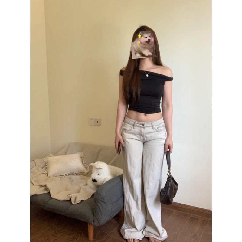 

Export Charlott * Sexy French Stripes off-Shoulder Stretch Slim-Fit Crop-Top C900 Light powder (No. 3 color defect L