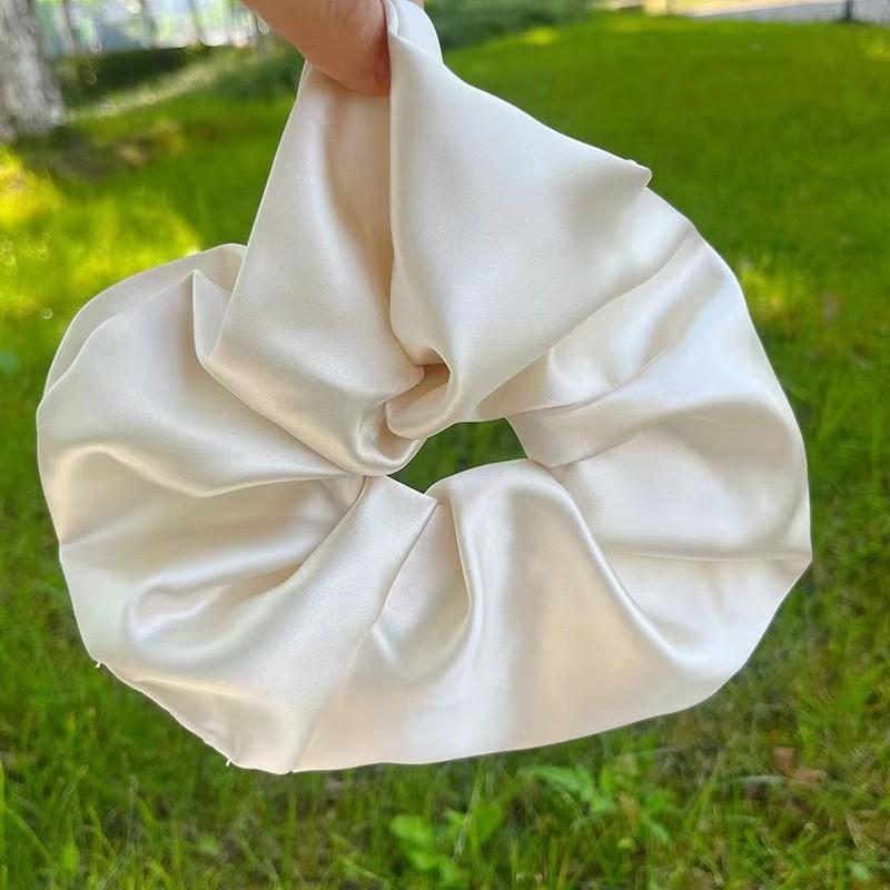 Oversize Satin Scrunchies Elatic Hair Bands Women Girls Ponytail Holder Silk Hair Ties Simple Large Chouchou Hair Accessories