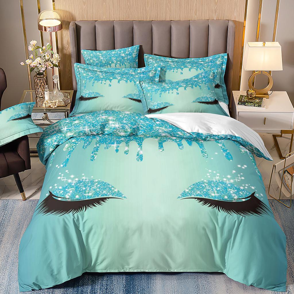 Home Textiles Eyes Eyelashes Mouth 3D Printing Four-Piece Quilt Cover Three-Piece Duvet Cover