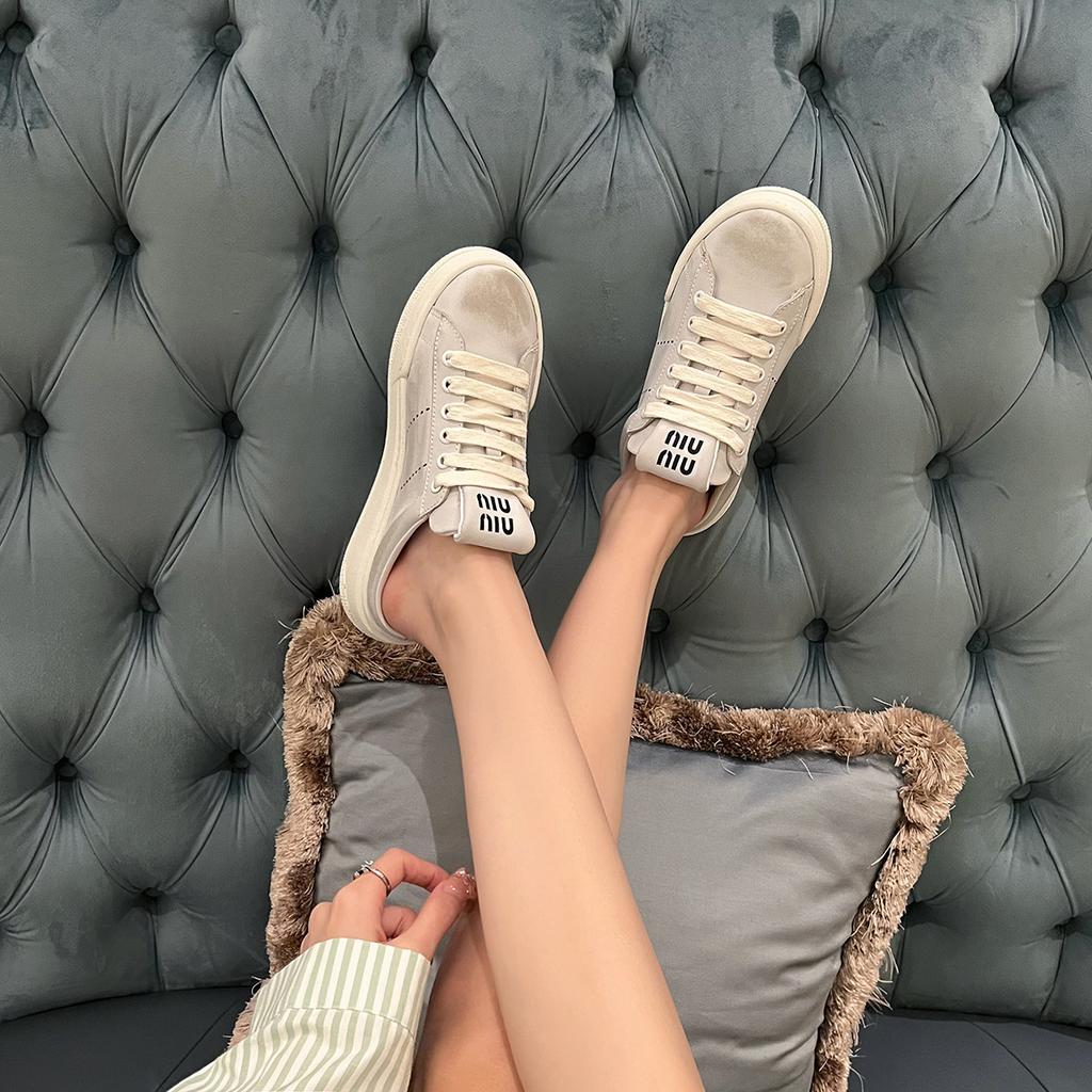 Cowhide version high-end leather old shoes small dirty shoes 2025 new thick-soled casual little white shoes women's board shoes