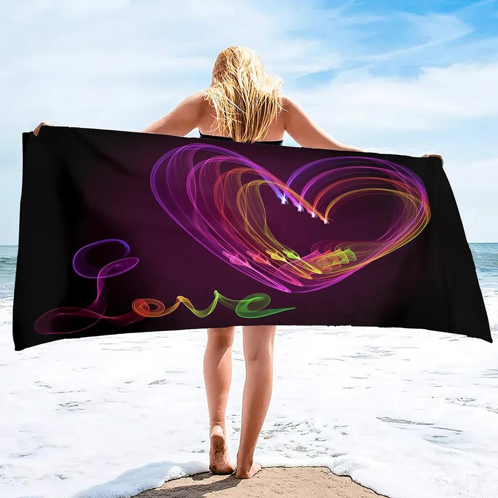 Valentines Day Hearts Beach Towels Oversized Microfiber Beach Towels for Adults Extra Large Yoga Towel for Outdoor Travel Swim