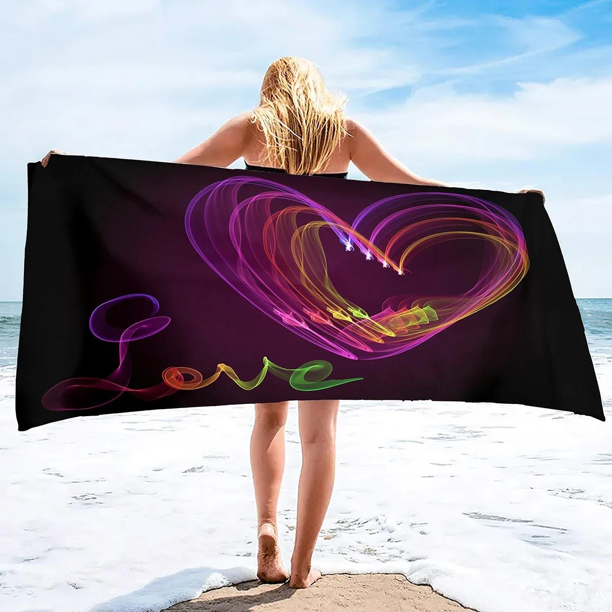 

Valentines Day Hearts Beach Towels Oversized Microfiber Beach Towels for Adults Extra Large Yoga Towel for Outdoor Travel Swim W30*H60(CM)
