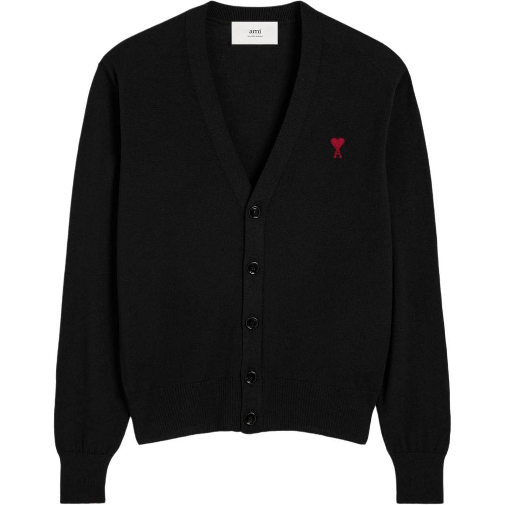 Ami Paris Logo Embroidered V Neck Cardigan HKC361001-009