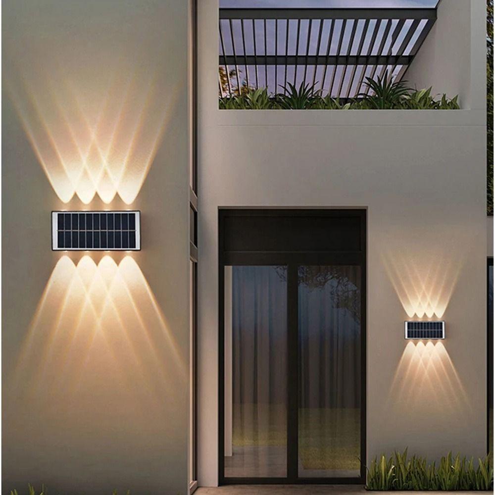 Warm/White/RGB Lights Solar Wall Lamp Up and Down Fence Solar Lamp 4/6/8 LED Solar Light  House
