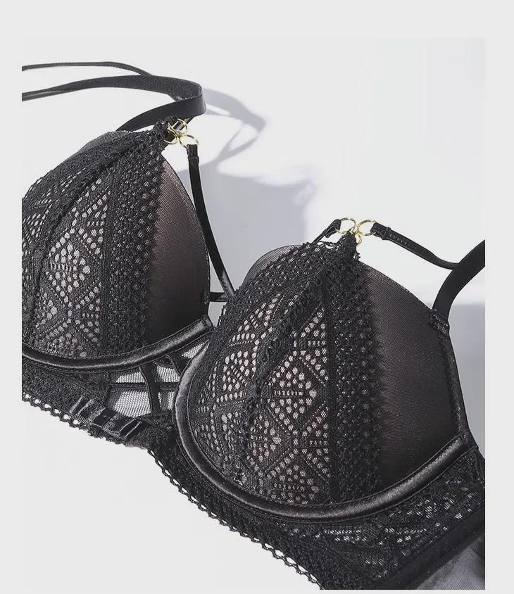 Sexy Lace Push-Up Bra Set with Strap Design for Enhanced Look