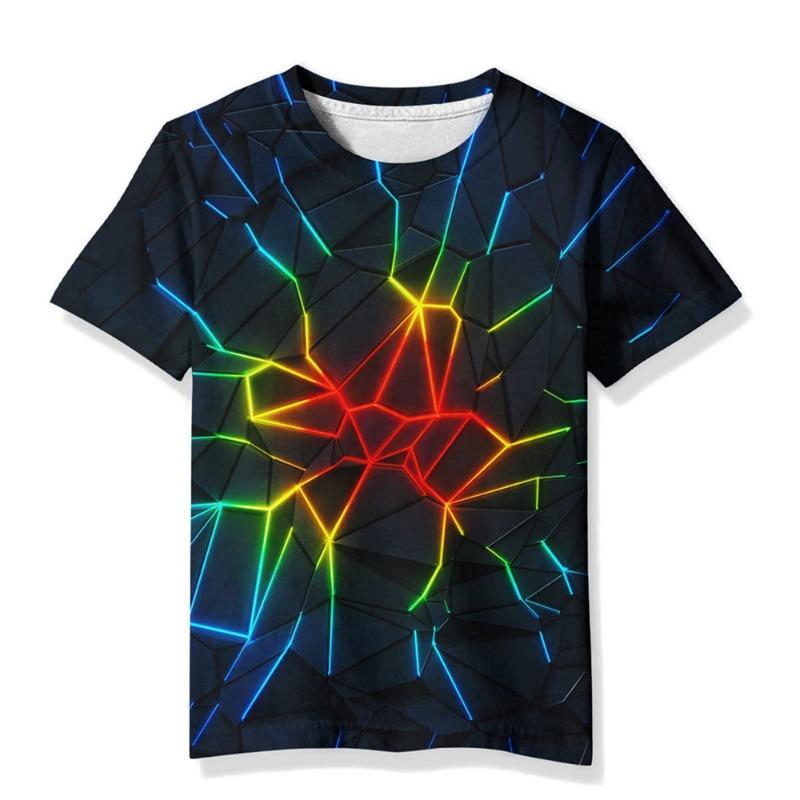 T-Shirts for Children 3D Print Flame Lightning Casual Boys Girls Tops Summer Crew Neck Short Sleeves 2025 Children's Clothing