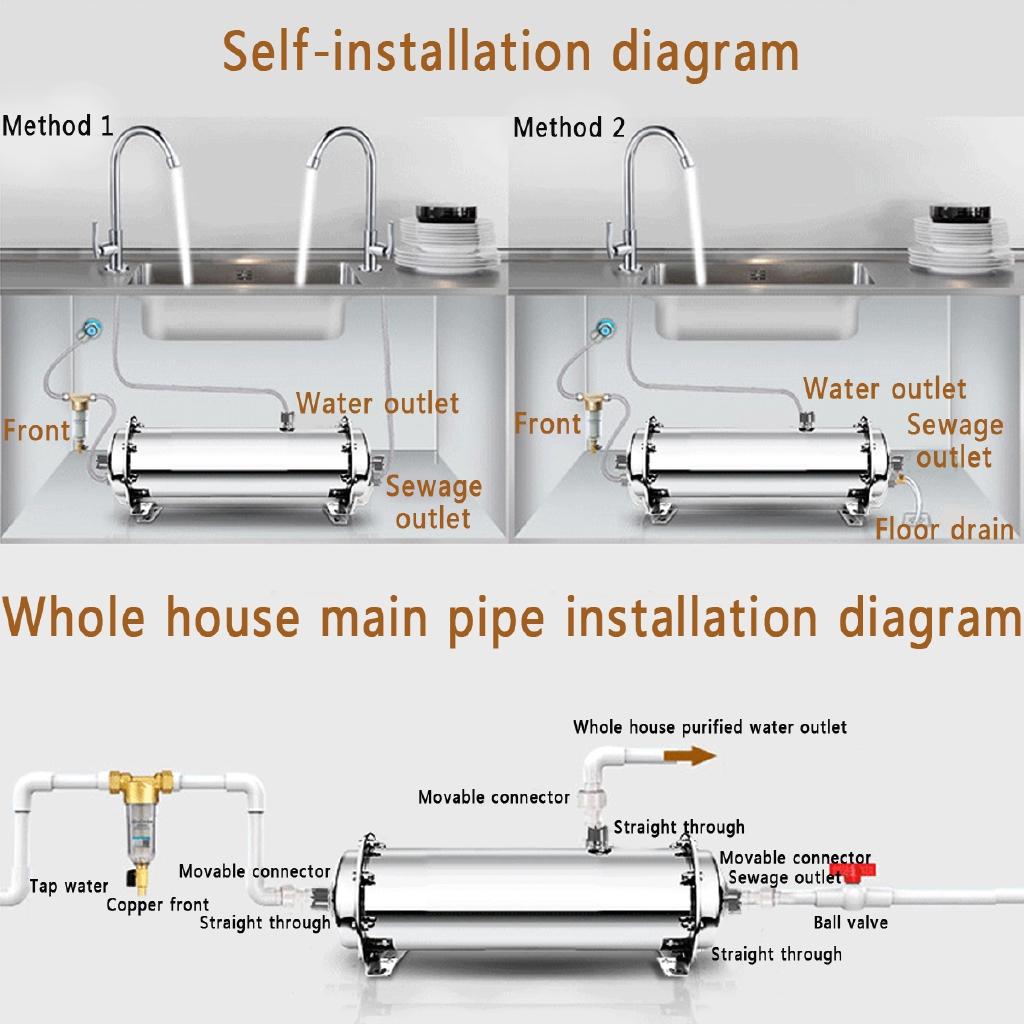 600L/1000L Home Kitchen Drink Gerade UF-Filter Ultrafiltrations-Wasserreiniger 304 Edelstahl-Wasserfilter