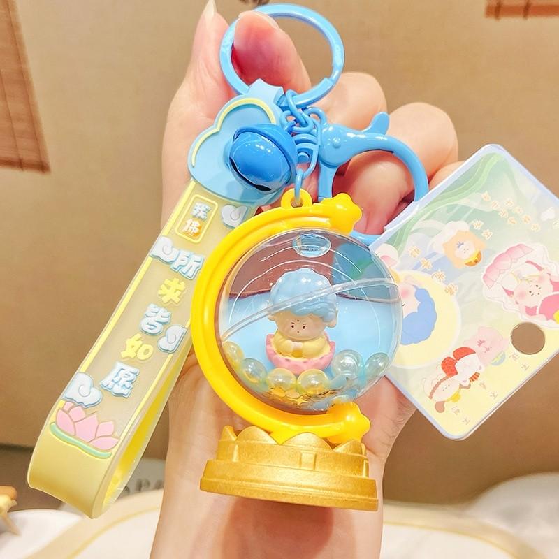 

Statue Buddha Globe Pendant Keychain Backpack Decoration Childrens Gift Holiday синий