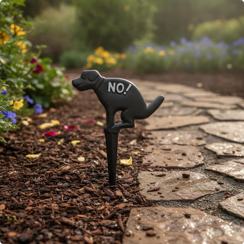 Garden Stake with Dog Silhouette Outdoor Cast Iron Sign Metal