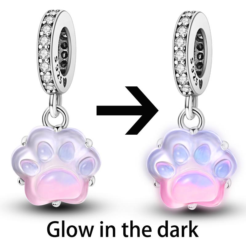 Copper Pink Cat Series Charms Paw Pendants Diy Bracelet Necklace Making Gift For Women