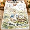 Flannel BlanketPeter Rabbit Custom Name Text Personalized Soft Warm Throw Blanket Home Decor Gift