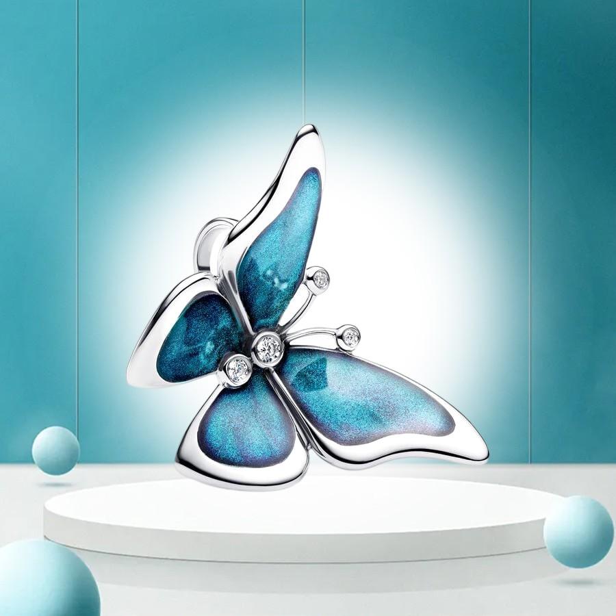 Fine Diy Jewelry Gifts Blue Butterfly Series Charm Beads Blue Murano Glass Butterfly Fit Original Bracelets Accessories