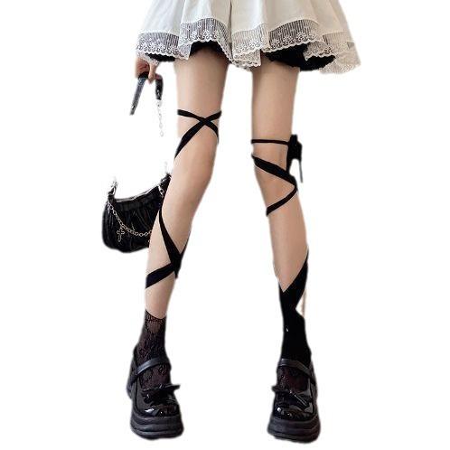 Lace calf socks Lolita Lolita socks women's medium tube lollipop bow jk fishnet socks peach heart
