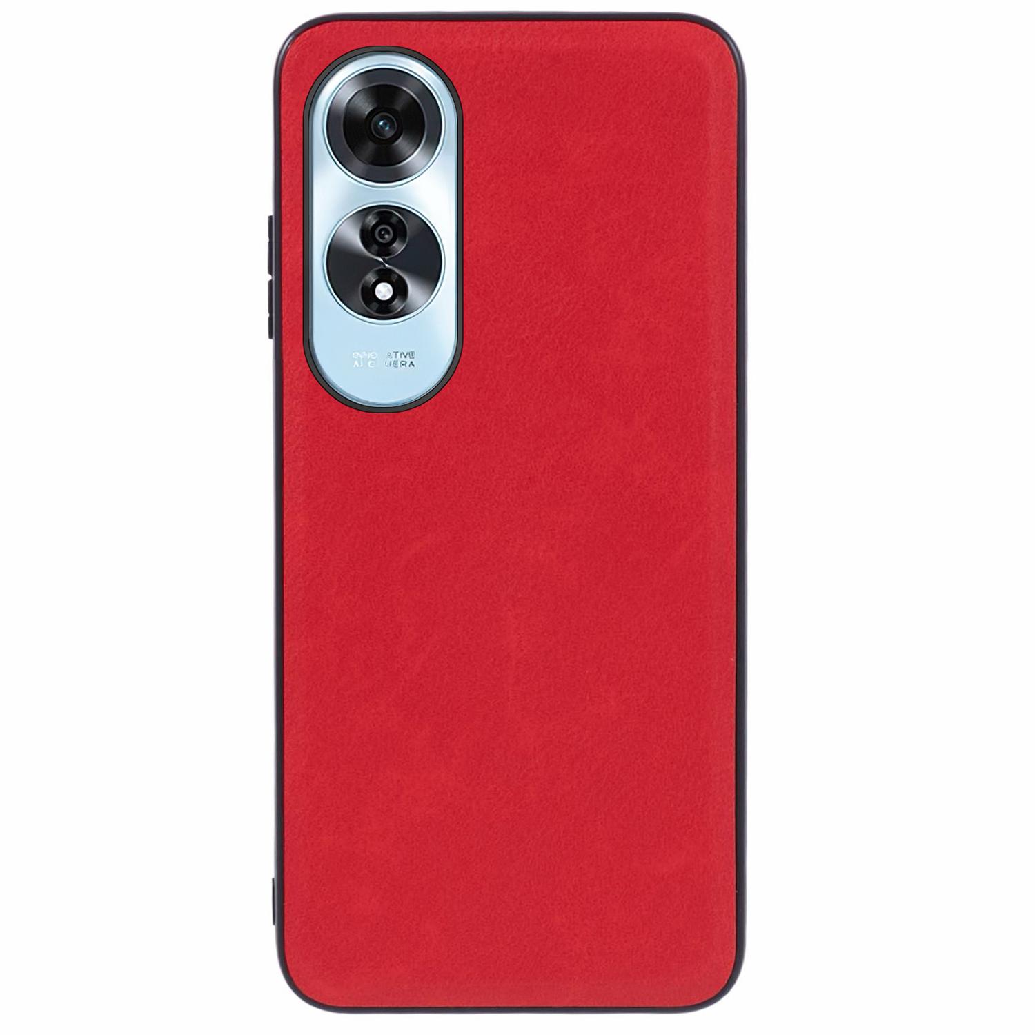 

For Oppo A60 4G Case Retro PU Leather Slim Back Cover Red