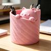 Cat Shaped Pencil Holder 3D Printed Pen Holder, Shape Large Capacity Hollow Barrel Desk Organizer for Office Gel Pens Pencils Makeup Brushes,