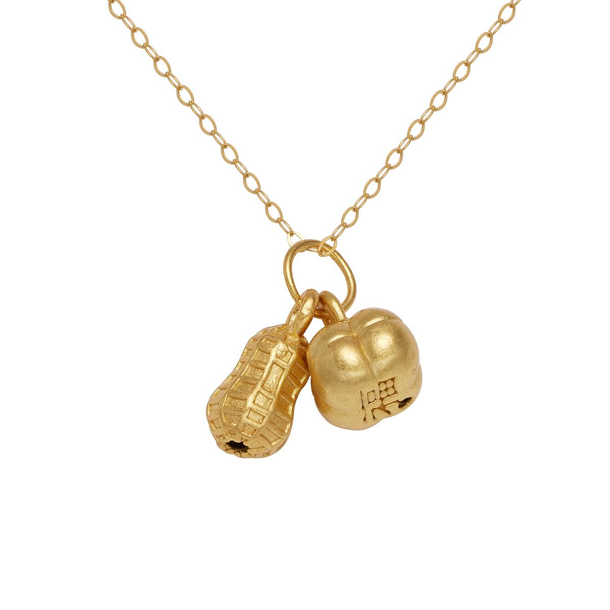 

Серебряное ожерелье S925 Good Things Happen для женщин, средних классов, с пожеланием удачи, подвеска в виде арахиса и хурмы, цепочка на ключицу из натурального жемчуга 925 silver золотой