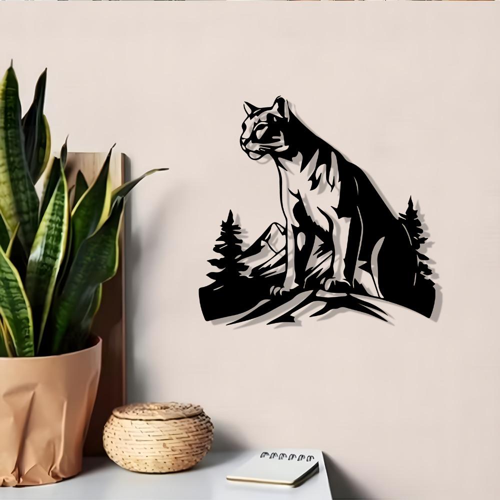 Wrought Iron Lion Wall Decor, Metal Animal Art Sculpture, Weatherproof Outdoor Garden Ornament, Housewarming Gift