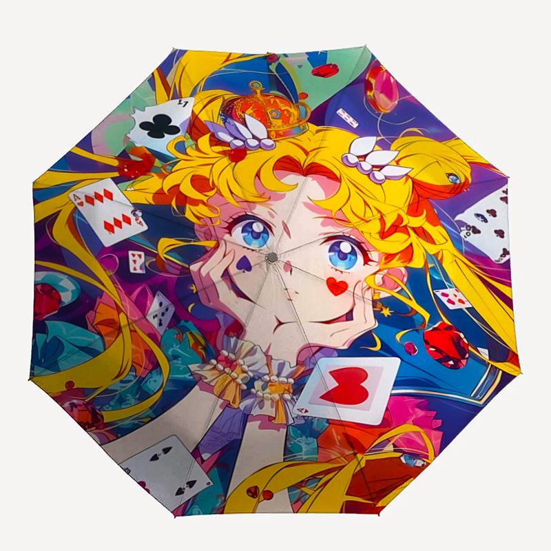 1pc Moon Princess Durable Cartoon Folding Umbrella, Portable Compact Umbrella for Men and Women I063