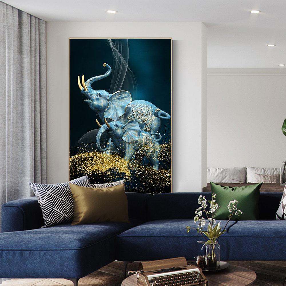 Geogerous obraz slona Nástěnné umění Plátno Olejomalba Plakát a tisky Abstraktní zvířecí plátno umění pro obývací pokoj Home Decor