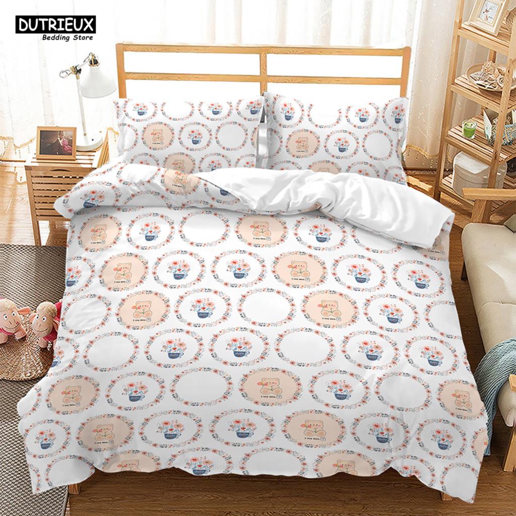 3D Cartoon Pigs Cats Bedding Set Cute Animals Duvet Cover Double Queen King Twin Full Size Kids Girls Polyester Duvet Cover Set