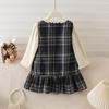 Girls' Outfit Spring and Autumn New Style Little  Style Plaid Skirt Baby Outfit Skirt Children's Two-Piece Set
