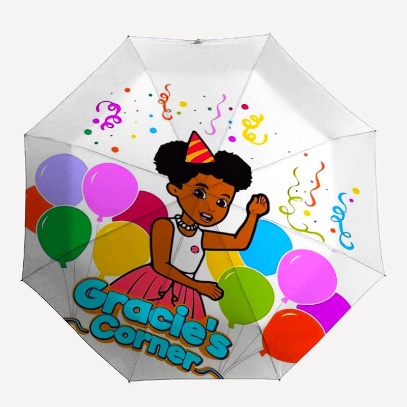 Gracie's Corner Theme Automatic Umbrella, Lightweight & Portable, 8 Rib, Perfect for Outdoor Travel, Birthdays, Christmas, Gifts.