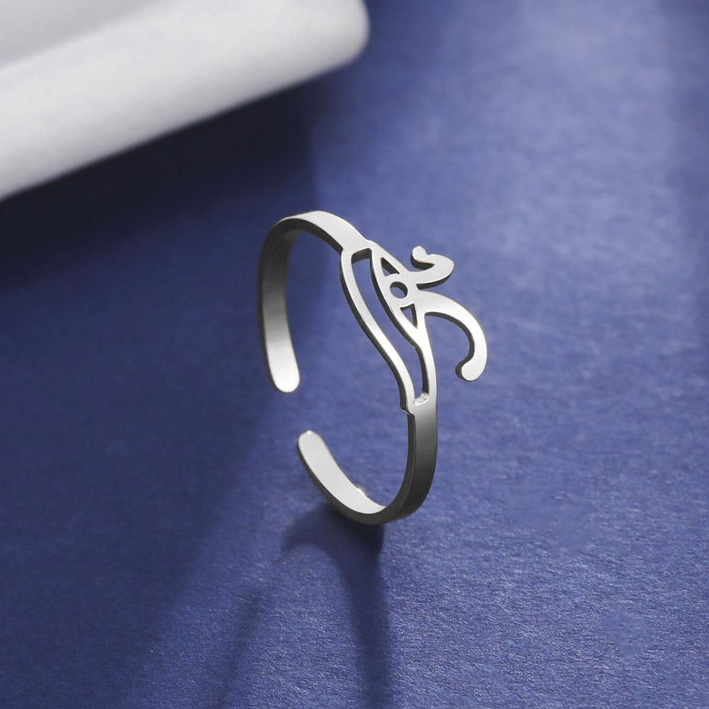Dawapara Eye of Horus Ring Stainless Steel Adjustable Ring for Women Egyptian Symbol Protection Health Amulet Jewelry
