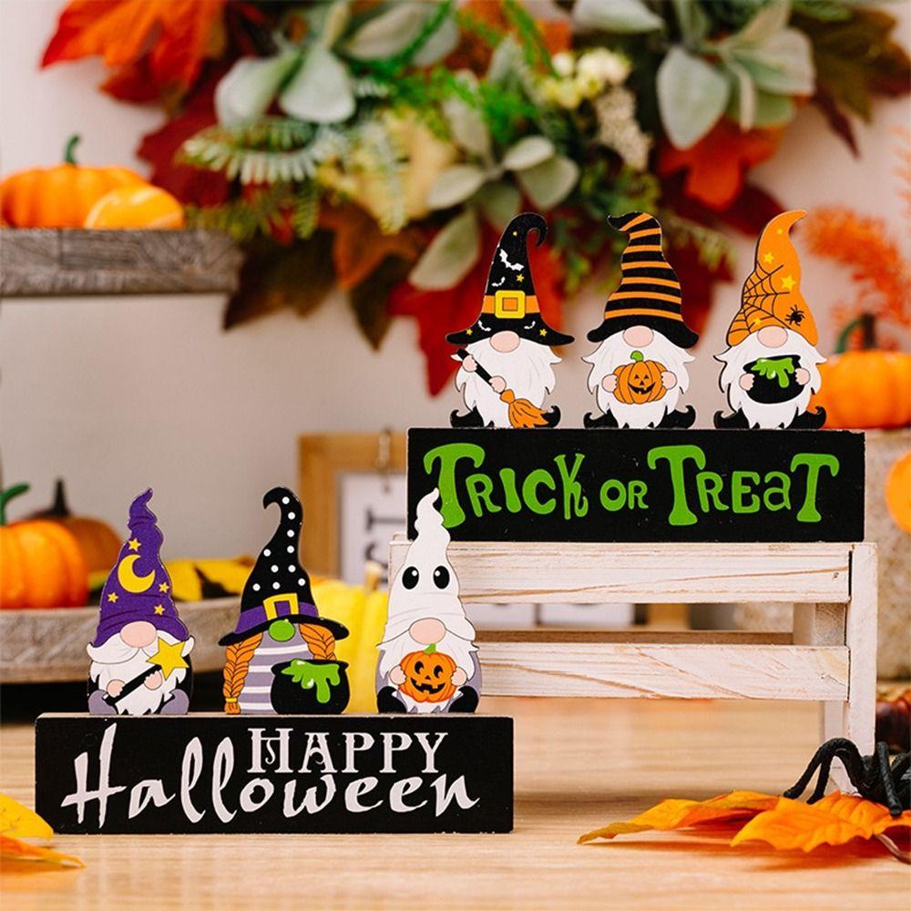 DIY Gifts Desk Ornaments Festival Pumpkin Ghost Decor Halloween Wooden Ornaments  Halloween