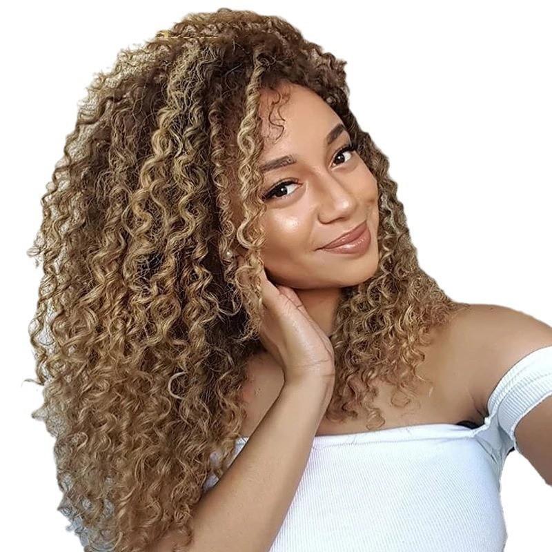 European American Fashion Nature Long Curly African Wig Front Lace