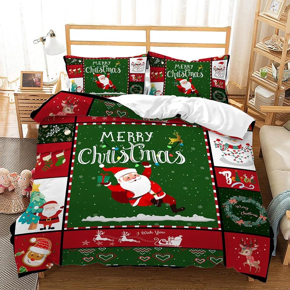 

Comforter Merry Christmas 3D Print Bedding Set S S Redsnowflakedeercomforter New Year Gift Bed Clothes 240X220 Comforter (quilt)-EU Single(135*200cm)3pcs