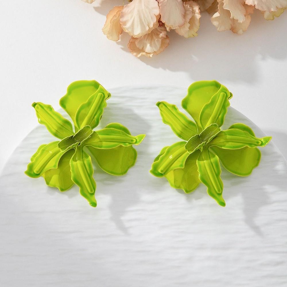 Baking Paint Large Flower Earrings Pleated Ear Accessories Exaggerated Flower Earrings  Wedding