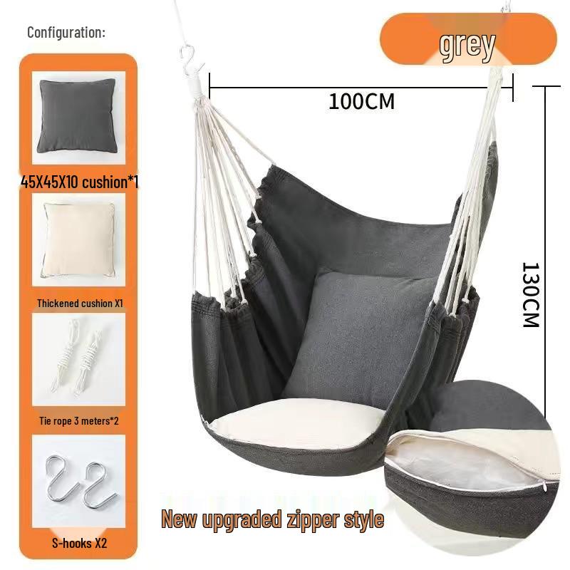 Canvas Hanging Chair: Thickened Indoor/Outdoor Dorm Swing for College Students & Kids