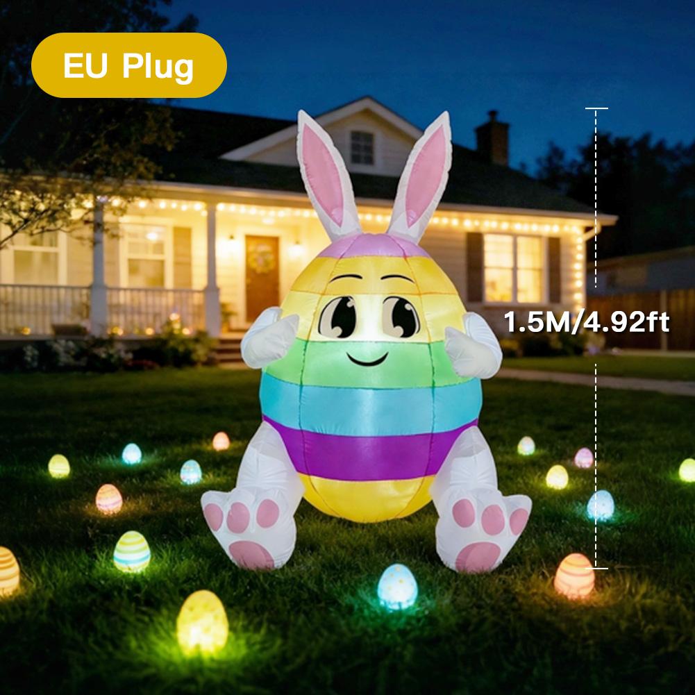 LED Waterproof Easter Light Yard Lawn Decor 1.5/1.8/2.1M Bunny/Carrot/Egg Figure Easter Universal Glowing Inflatable Decoration