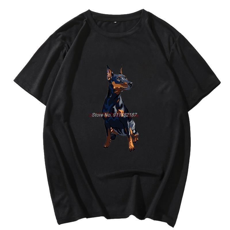 Miniature Pinscher Breed Dog Fashion Graphic T Shirts Cotton Short Sleeve Shirt Oversize Tshirts Summer Mens Print T Shirt