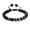 Unisex Verstellbares Armband aus natürlichem Achat & Bergkristall mit 8mm Perlen