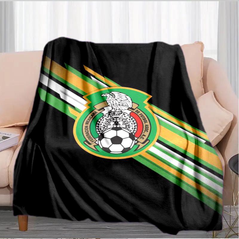 Mexiko Fußballnationalmannschaft Emblem Gedruckte Decken Weiche Flanelldecken für Sofa Bett Geschenke für Männer Frauen Picknickdecke Weihnachtsgeschenke