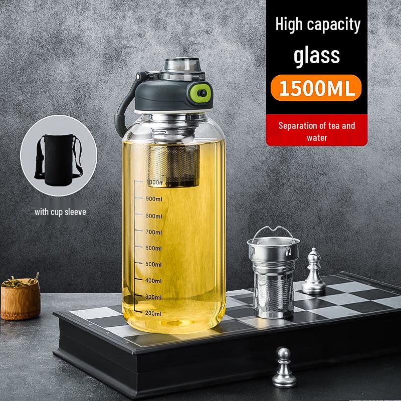 Changqi Men's Large Borosilicate Glass Water Bottle