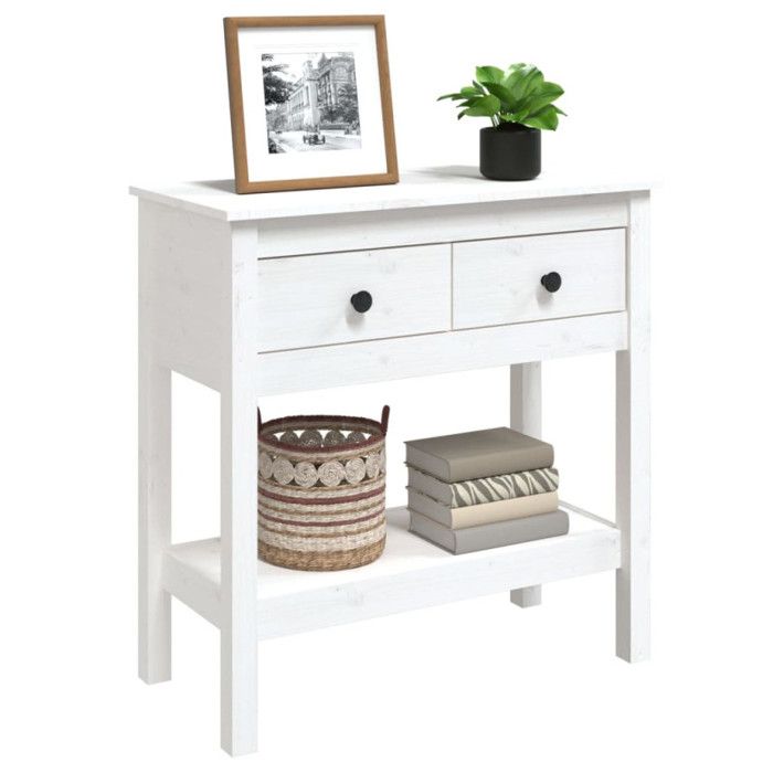 VidaXL Table console Blanc 75x35x75 cm Bois massif de pin 814620