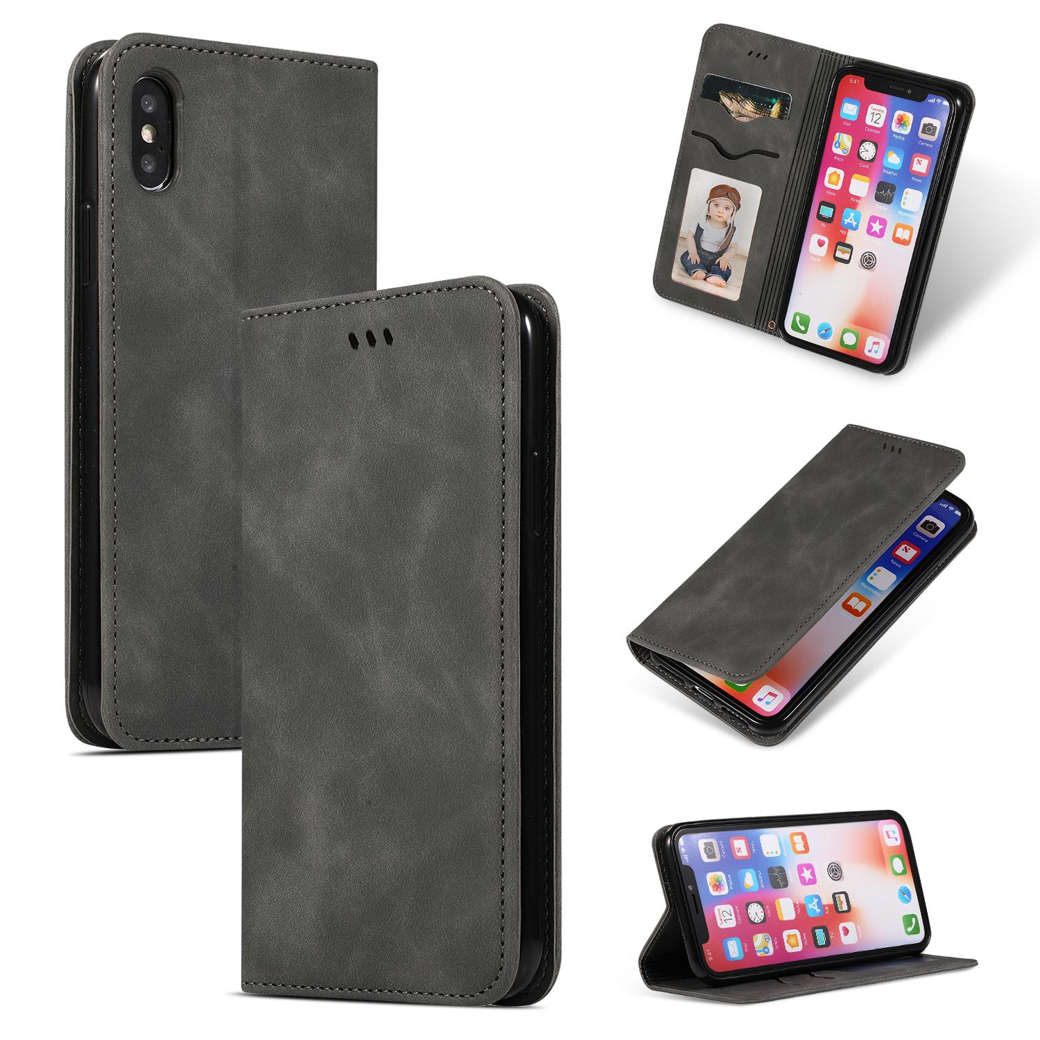 

Retro Soft Magnetic Flip Leather Case For iPhone 16 15 14 13 11 12 Pro XS Max XR 8 7 Plus SE Mini Phone Wallet Card Stand Cover for iPhone 15 серый