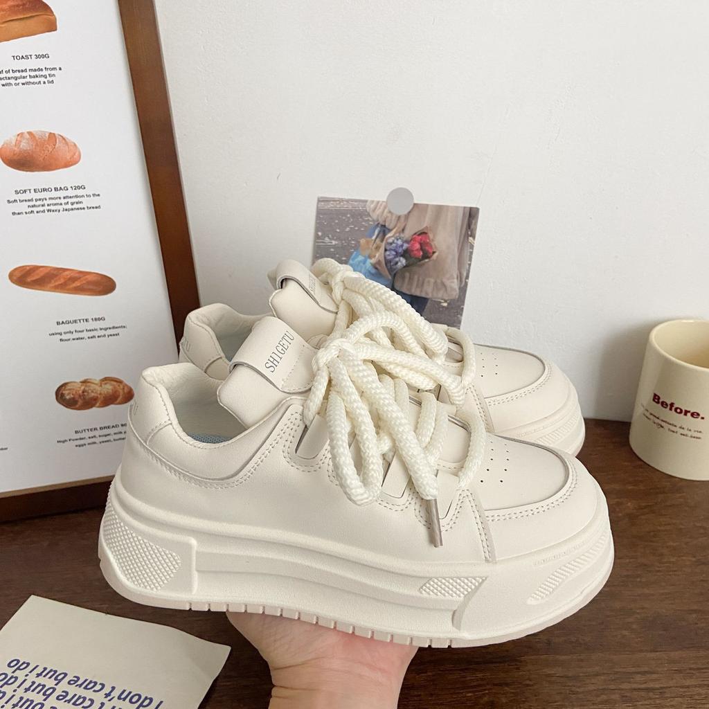 Popular Little White Shoes Women's Spring 2025 New Thick-soled Heightening Casual Versatile Bread Shoes Dad Sports Board Shoes