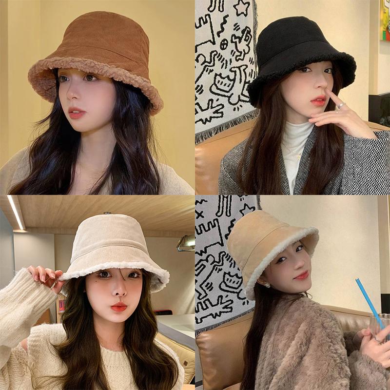 Dámský Elegantní Jednobarevný Oboustranný Klobouk Bucket Podzim/Zima Kašmírová Podšívka Venkovní Neformální Teplý