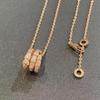 18K Rose Gold Plated Sterling Silver Triple Circle Snake Necklace with Diamond Accents – Women's Luxury Clavicle Jewelry