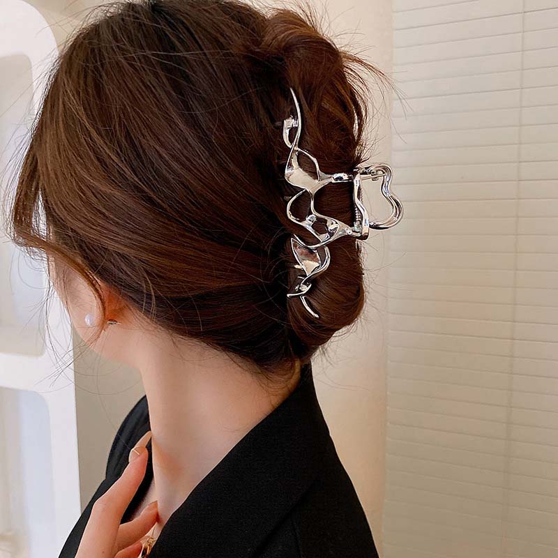 Fashion Metal Irregular Hair Claw for Women Lady Vintage Punk Silver Color Large Ponytail Clip Hair Claws Hair Accessories