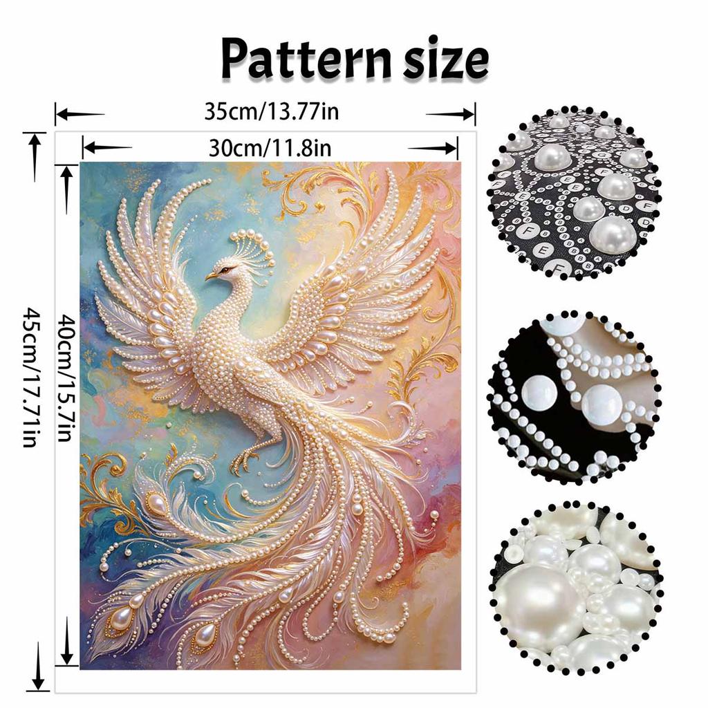 Kit Perla Fenice Maestosa Arte con Strass Rotondi 5D Quadro Murale Fatto a Mano Elegante Decorazione per la Casa Regalo per Uso Quotidiano e Festivo