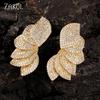 ZAKOL Luxury Elegant Folding Petal Micro-inlaid CZ Zircon Women's Stud Earrings Exquisite Versatile Banquet Jewelry Gifts